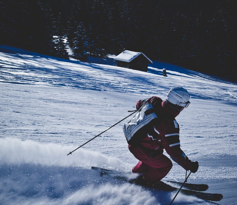 Skier on a snowy slope