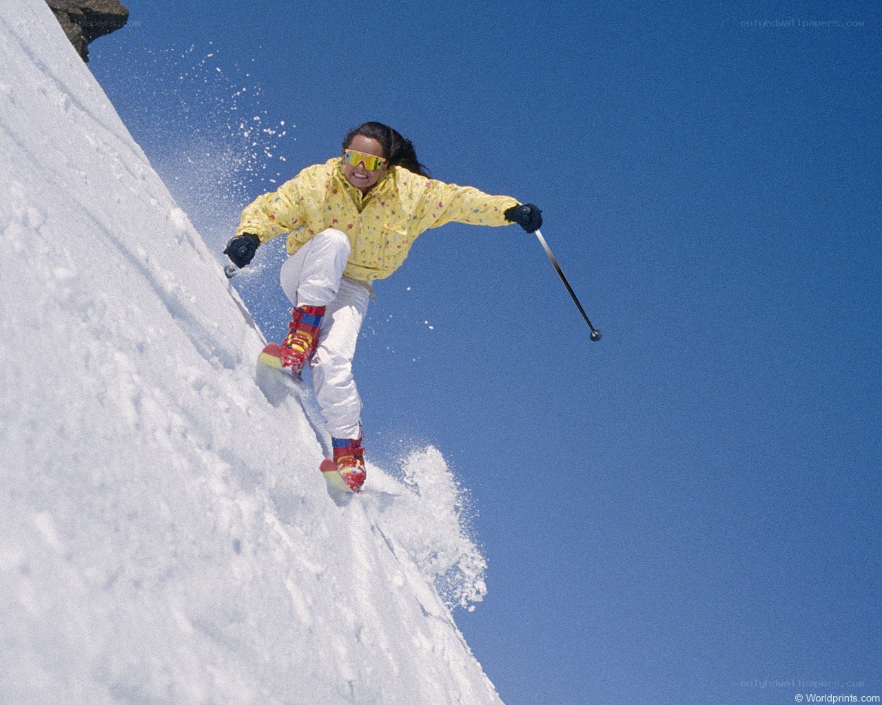 Skier on a snowy slope