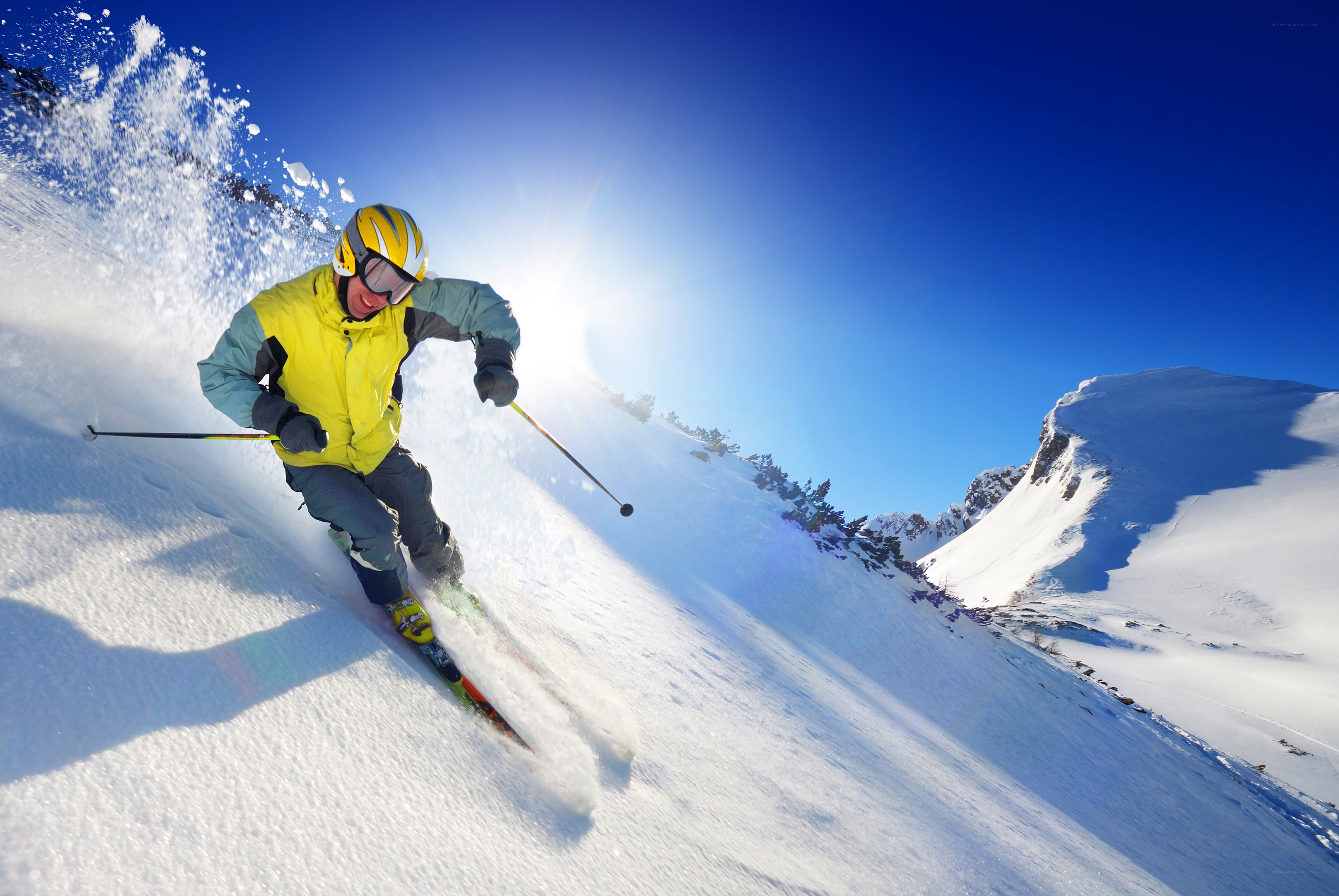 Skier on a sunny mountain