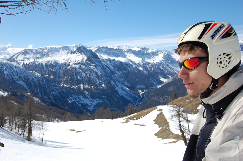 Skier on a sunny mountain