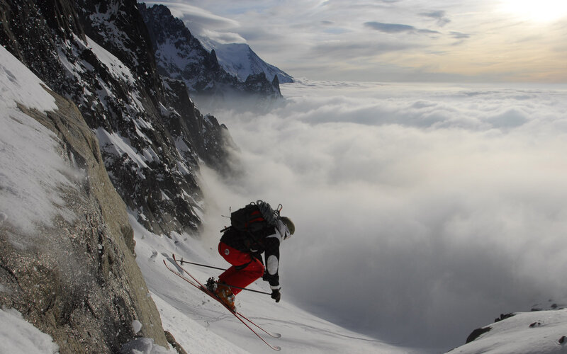 Skier on Mountain Slope