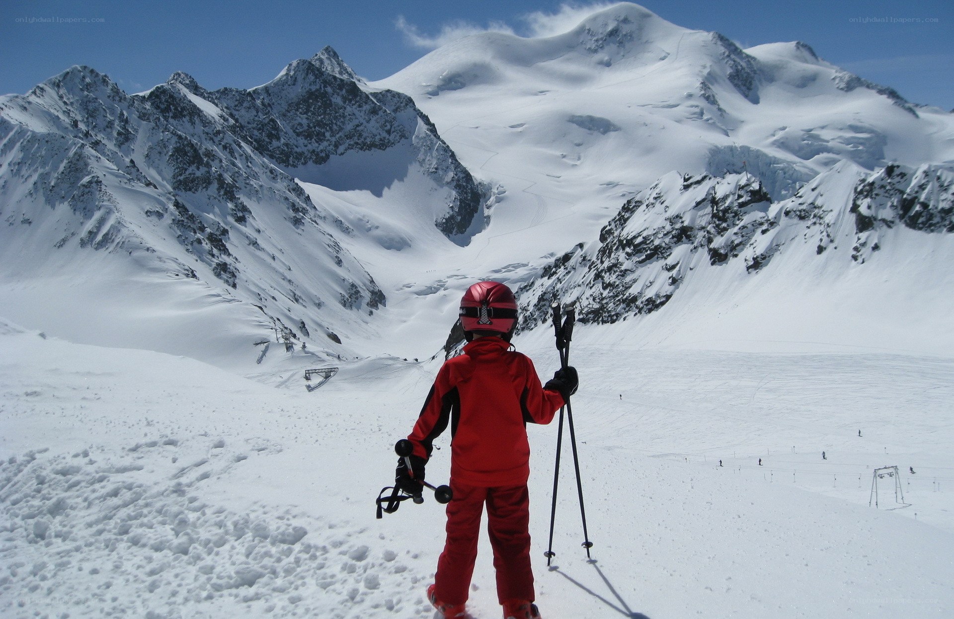 Skier on snowy mountain