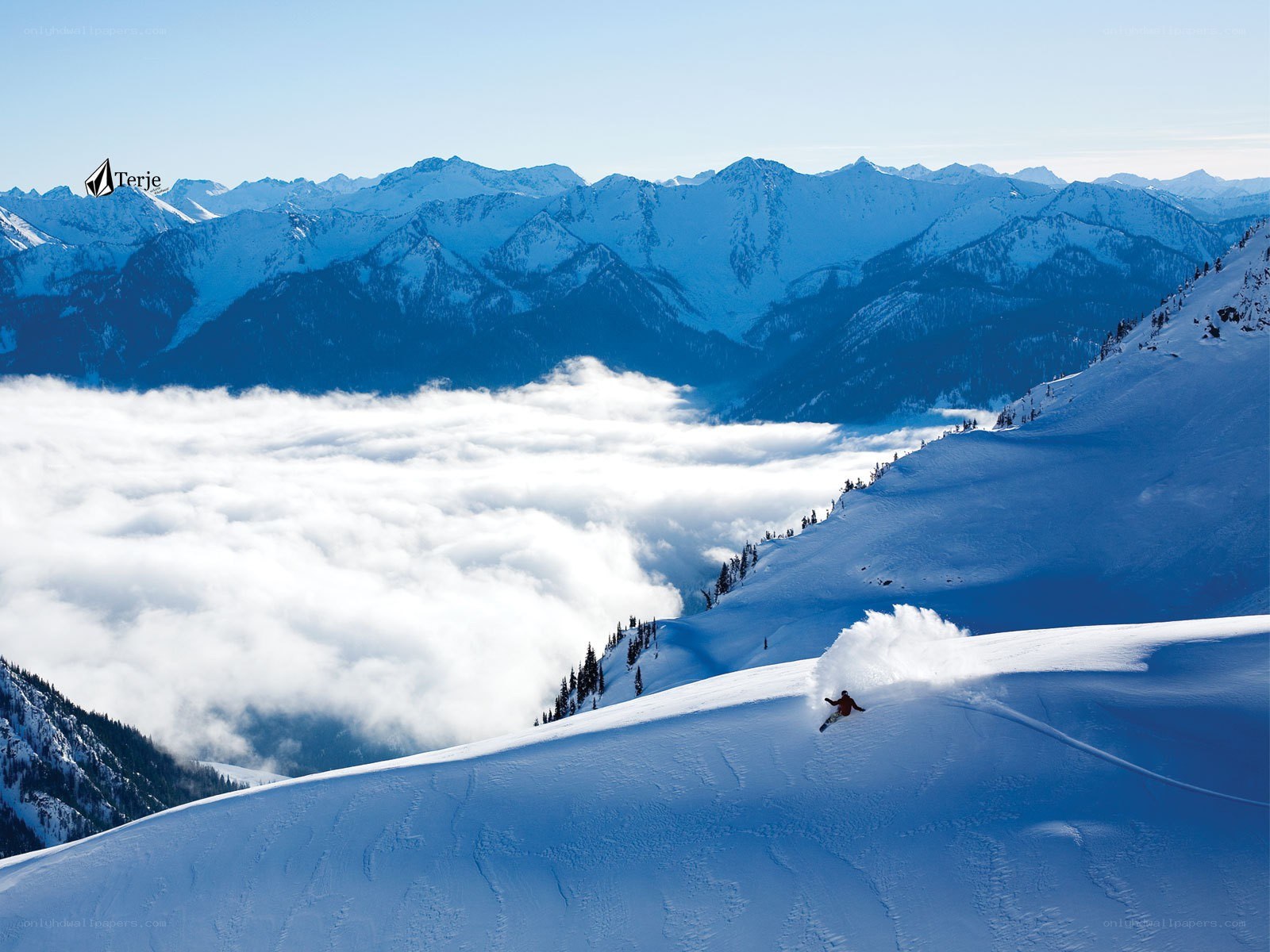Skier on snowy mountain slope