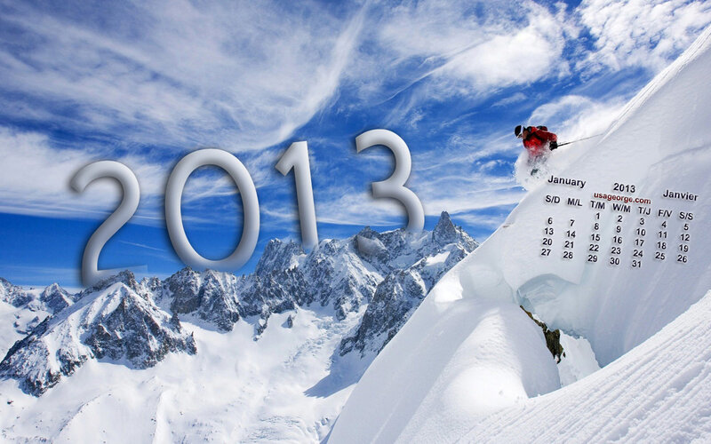 Skier on Snowy Mountain — White, Dramatic