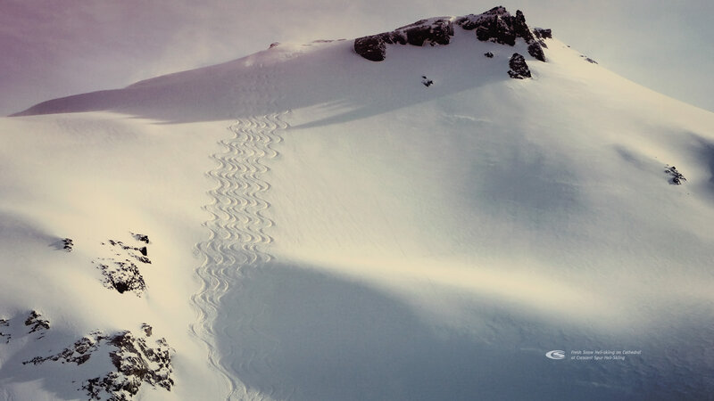 Skier on Snowy Mountain — White, Dramatic, Winter