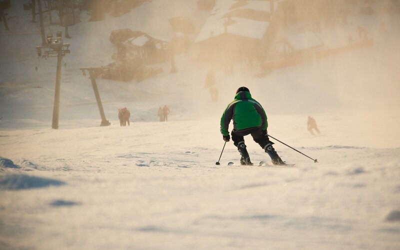 Skier on snowy slope