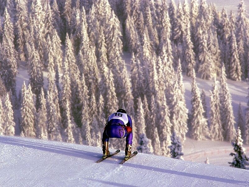 Skier on snowy slope