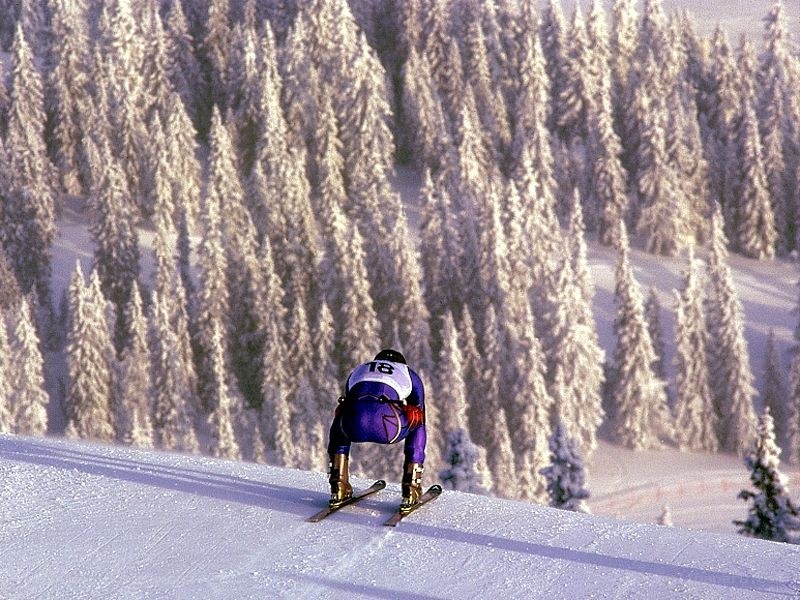 Skier on snowy slope