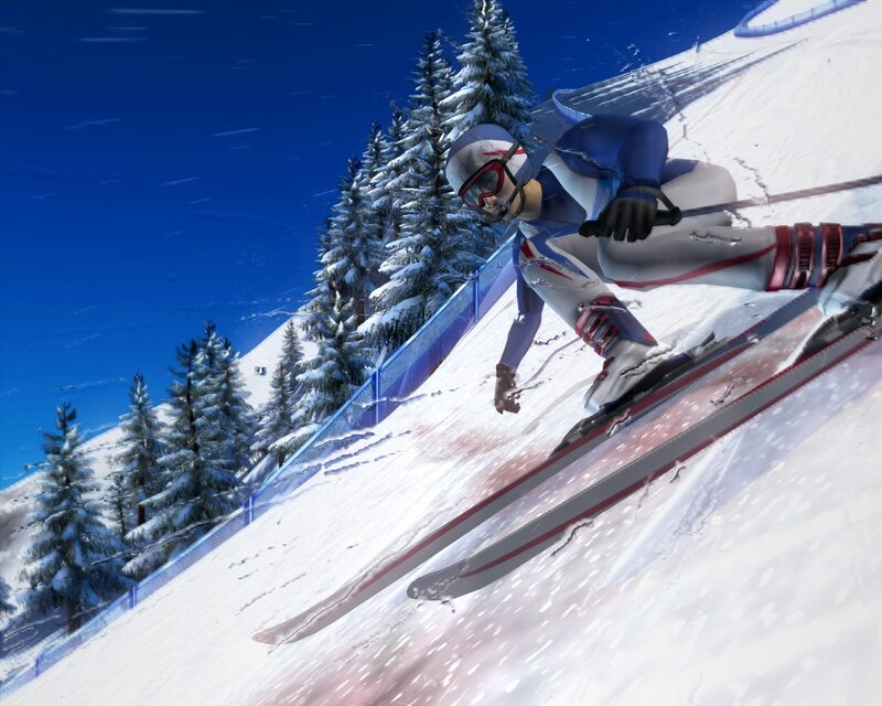 Skier on Snowy Slope — Blue, Dynamic