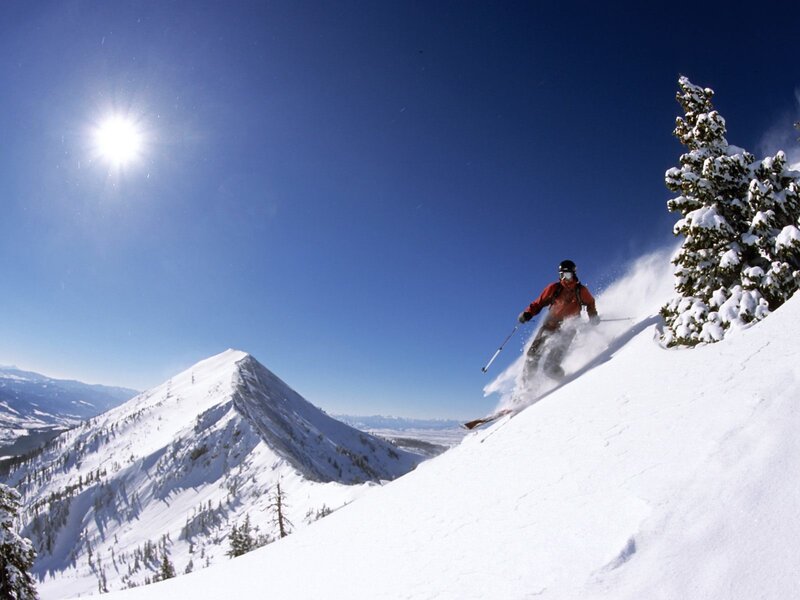 Skier on Snowy Slope — White, Active, Afternoon, Photograph, Snowy Mountain