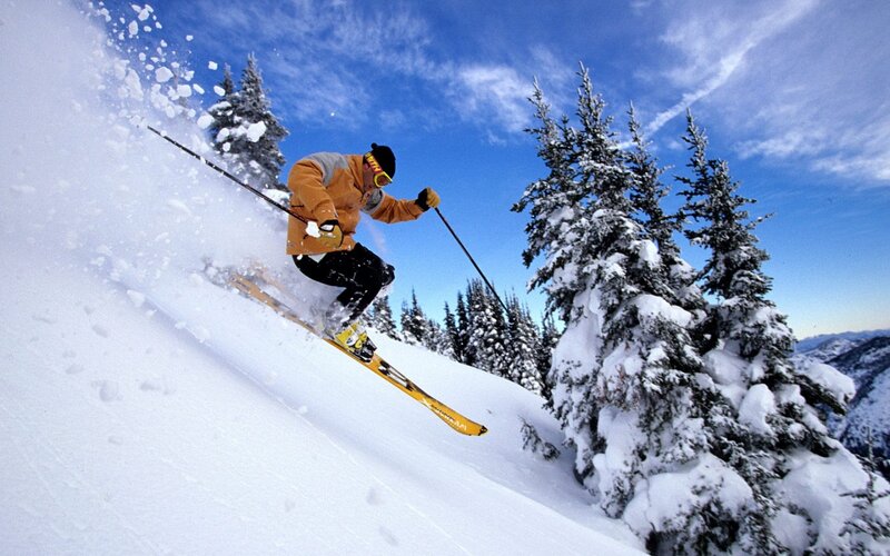 Skier on Snowy Slope — White, Active, Winter, Photograph