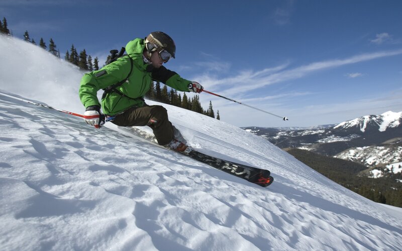 Skier on Snowy Slope — White, Active, Winter