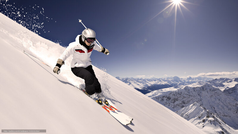 Skier on Snowy Slope — White, Dramatic, Afternoon, Photograph