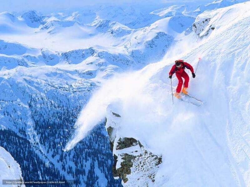 Skier on Snowy Slope — White, Dramatic, Winter, Photograph