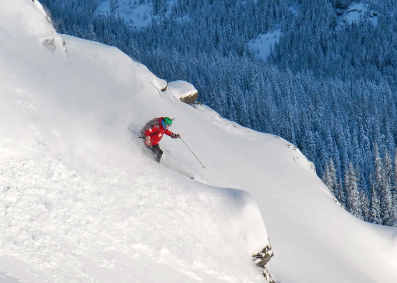Skier on Snowy Slope — White