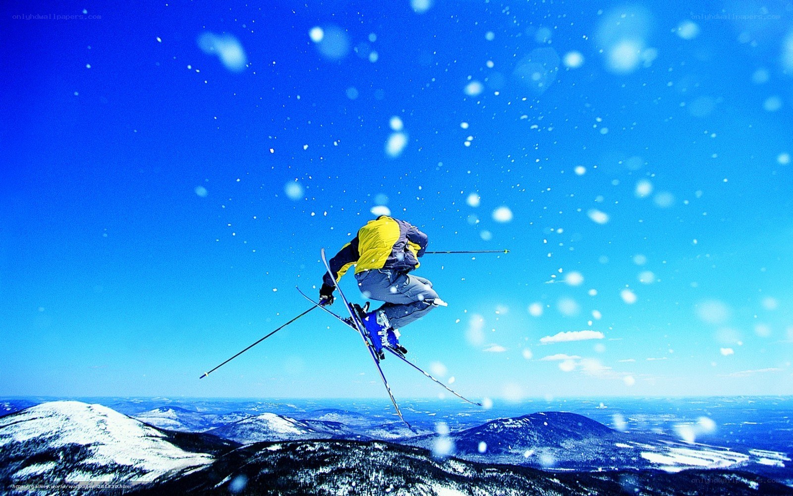 Skier performing aerial jump