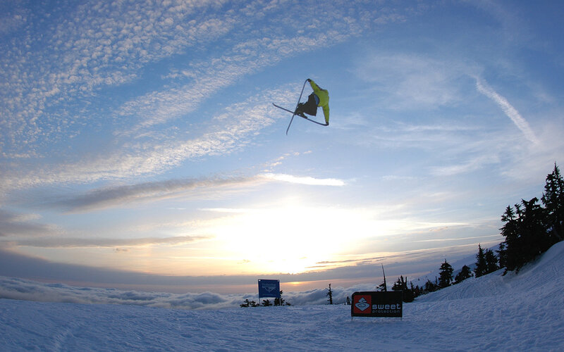 Skier performing aerial trick