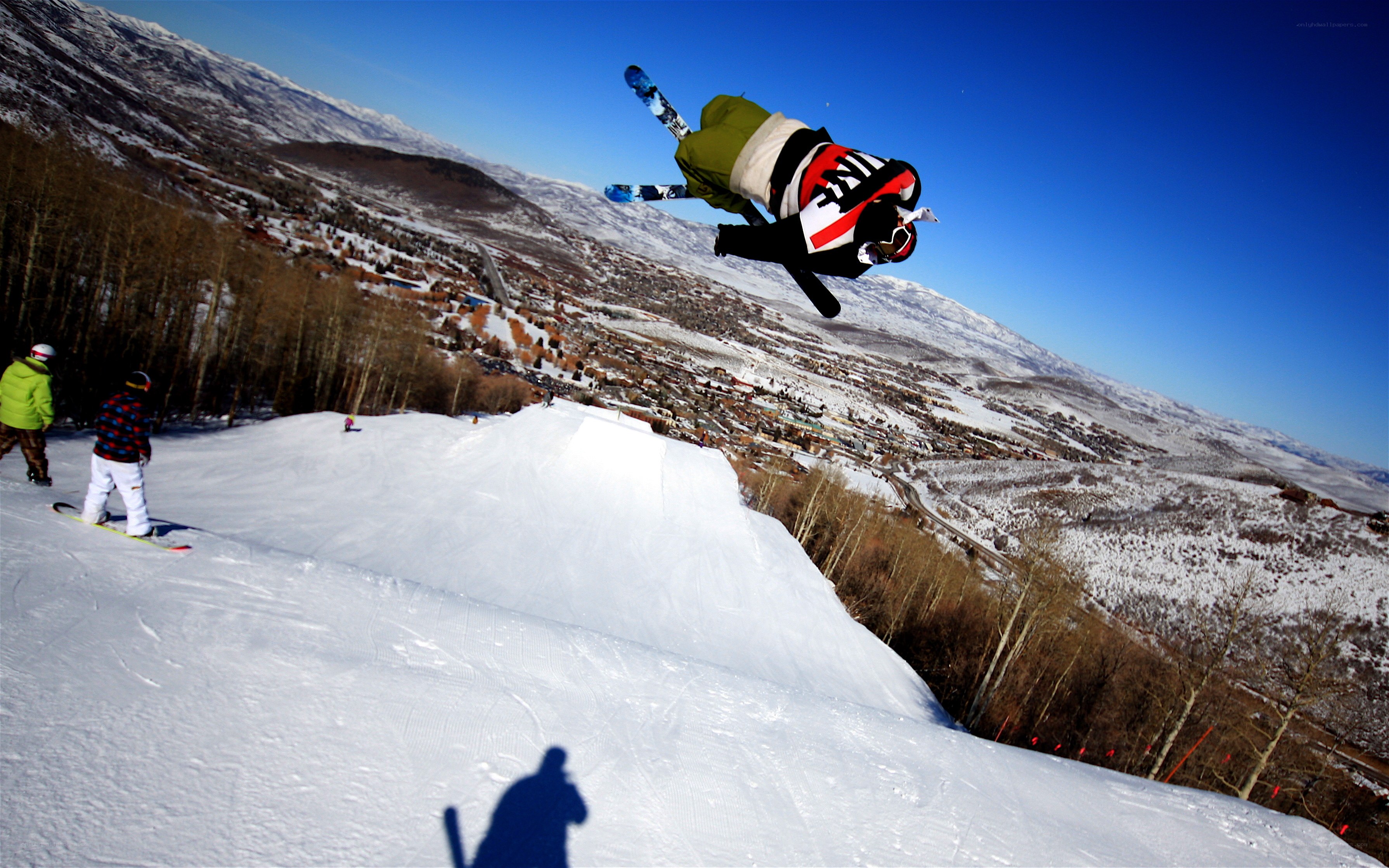 Skier performing aerial trick
