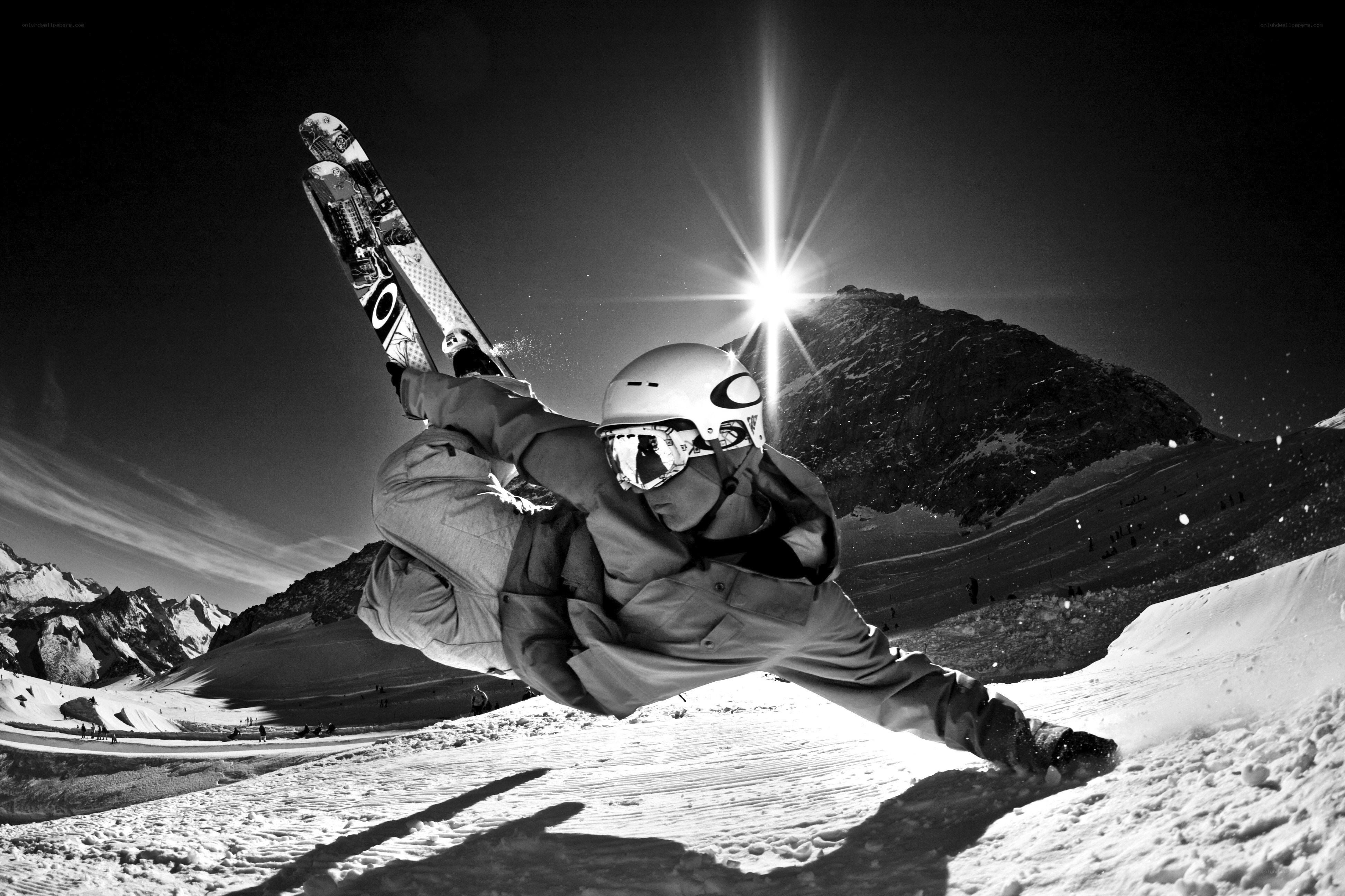 Skier performing aerial trick