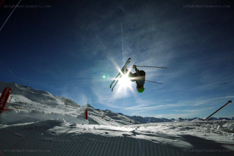 Skier performing aerial trick