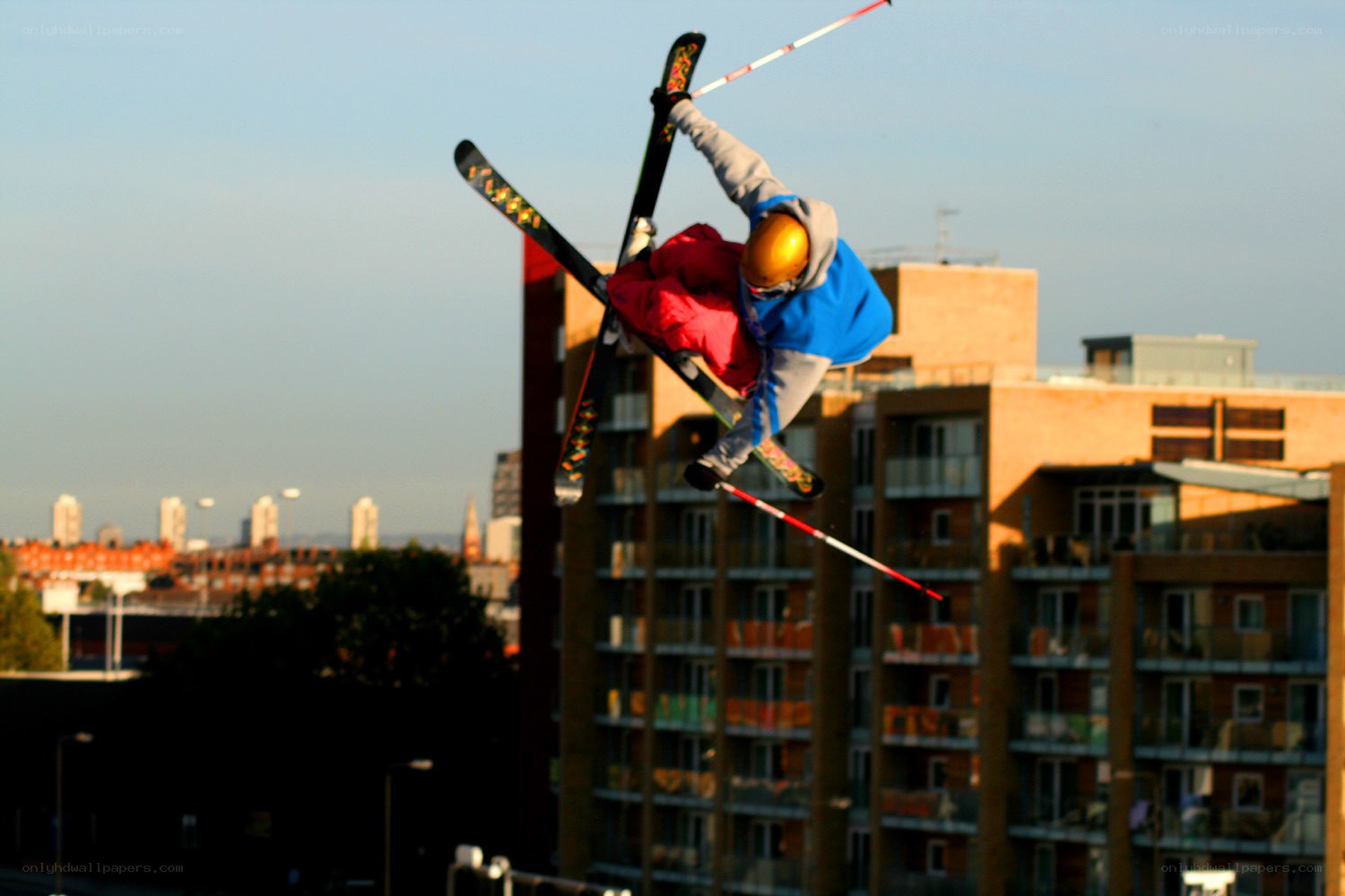 Skier performing aerial trick