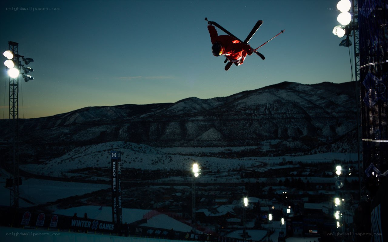 Skier performing aerial trick
