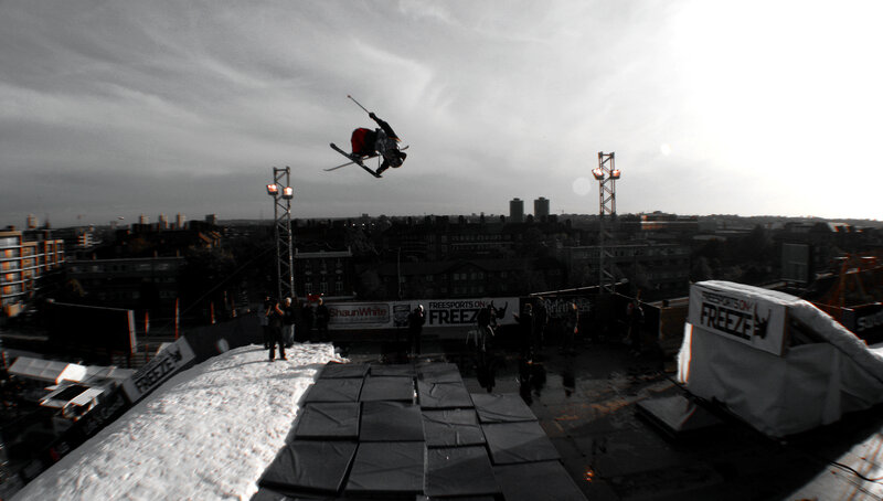 Skier Performing Trick — Black, Dramatic