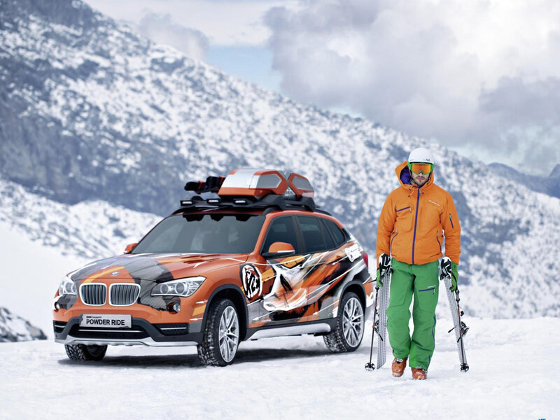Skier with SUV