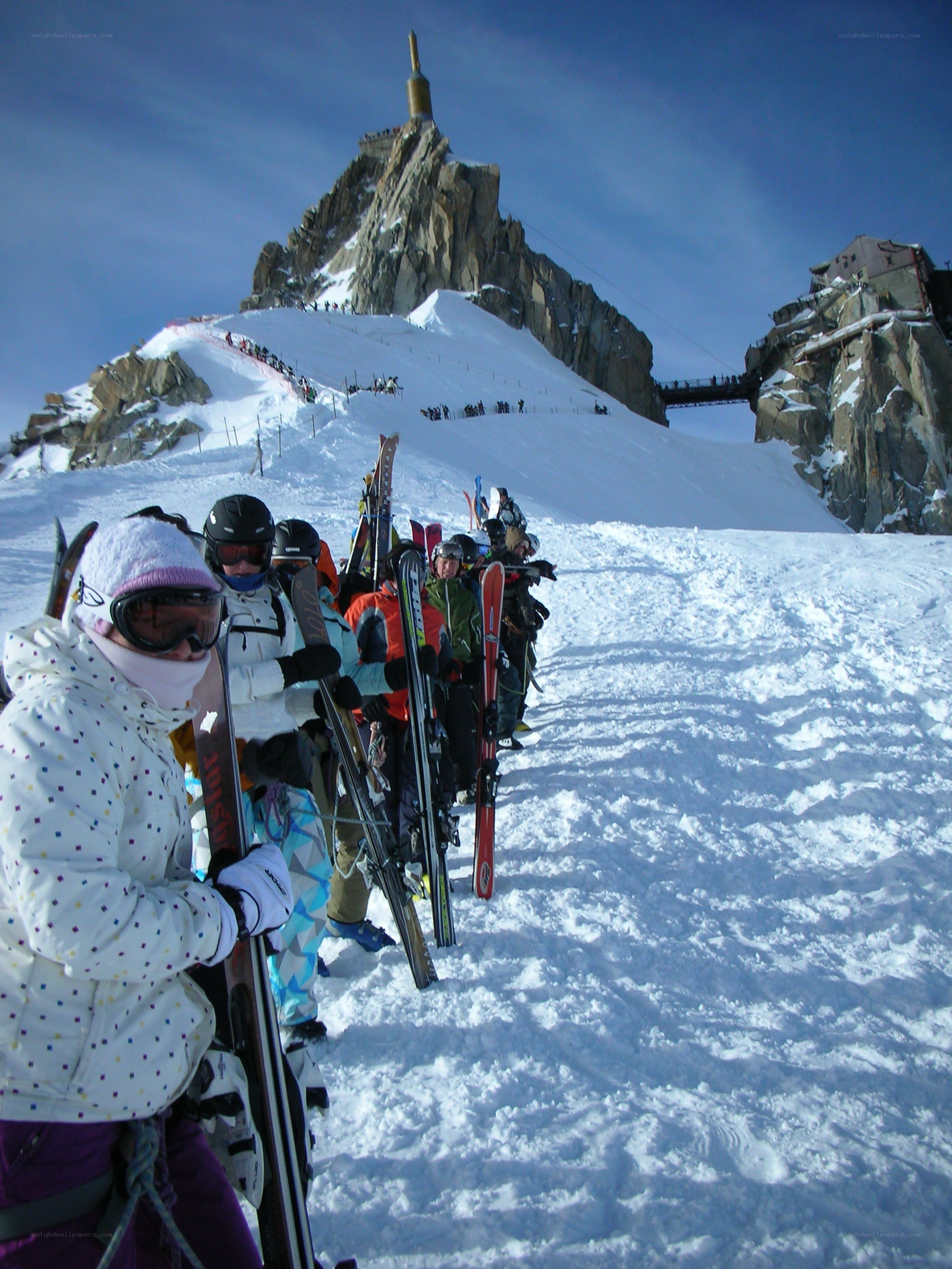 Skiers at Mont Blanc summit