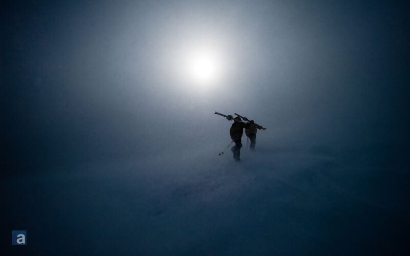 Skiers in Fog