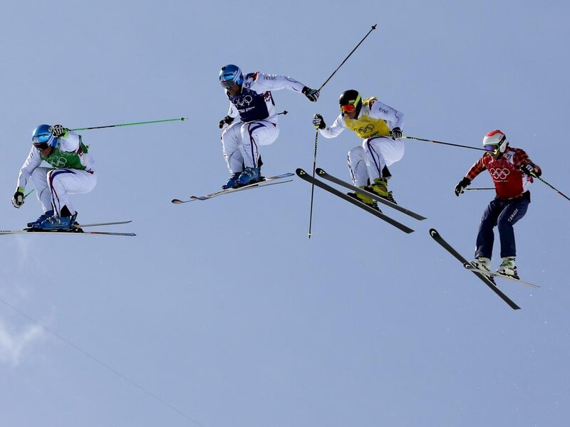 Skiers in Mid-air
