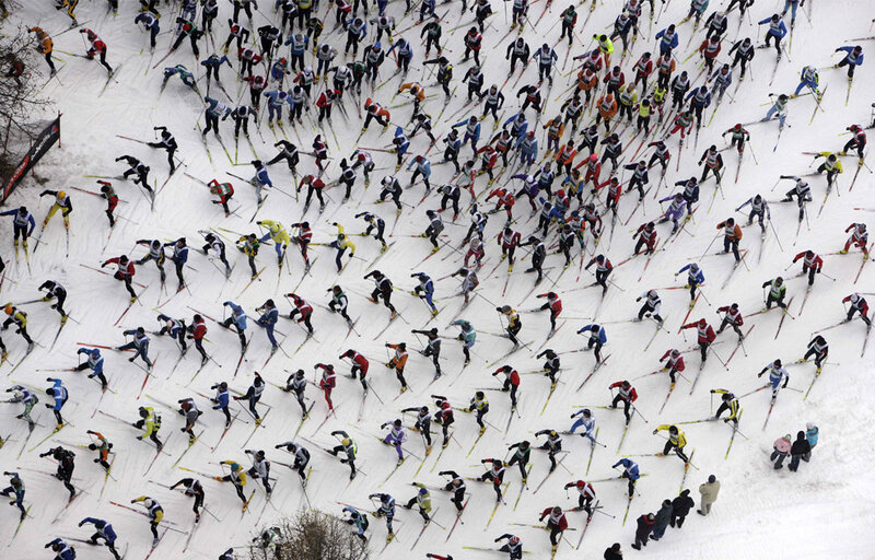 Skiers in Race