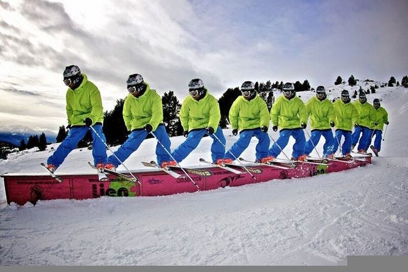 Skiers on a Ramp