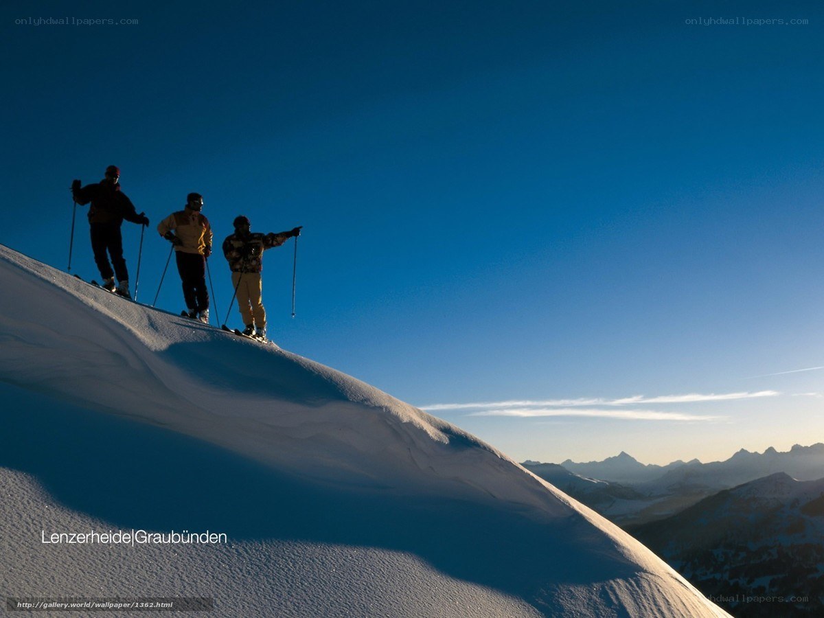 Skiers on a snowy peak