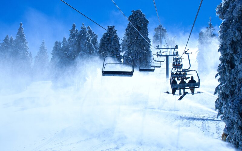Skiers on Chairlift