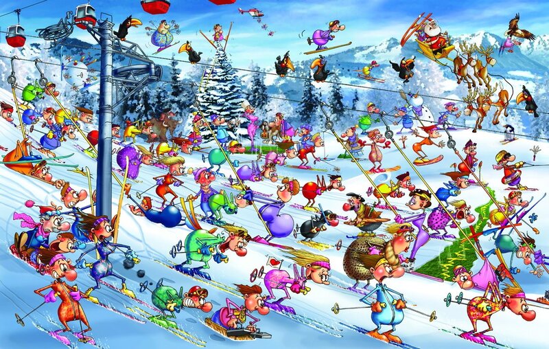 Skiers on Mountain Slope
