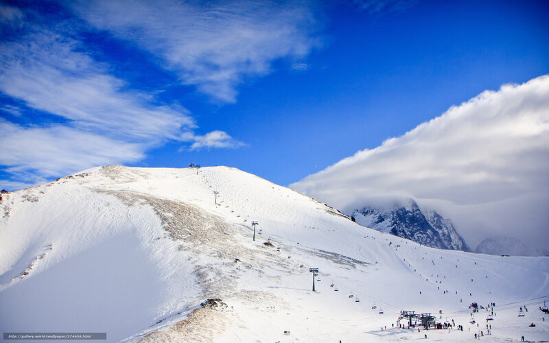 Skiers on Snowy Mountain — Blue, Dramatic, Winter