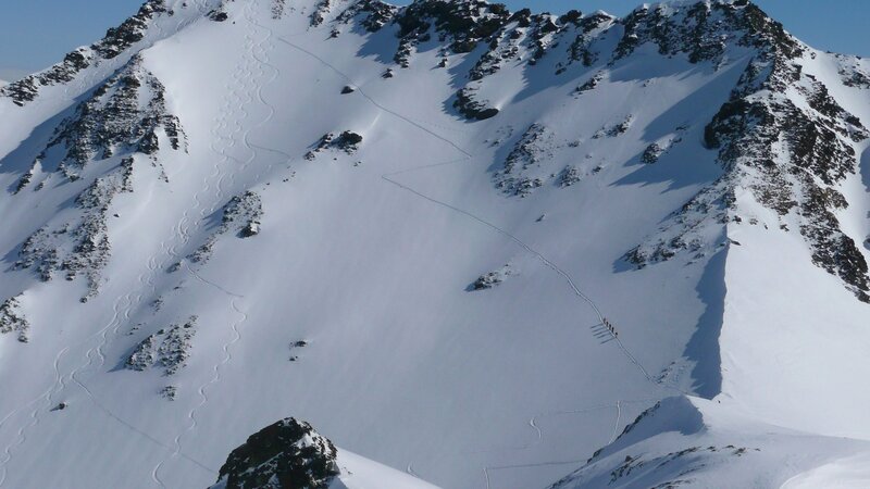 Skiers on Snowy Mountain — White, Cold
