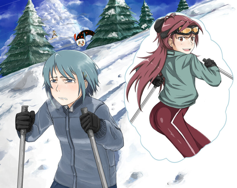 Skiing anime characters