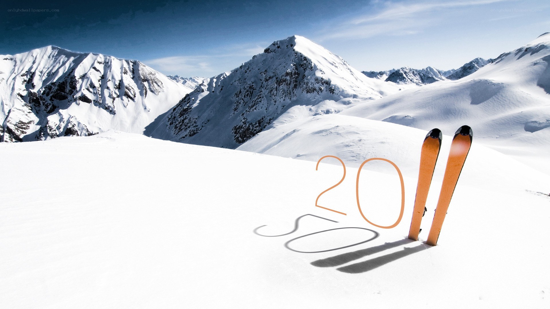 Skiing in the snowy mountains