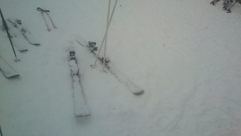 Skis in Snow — White, Cold