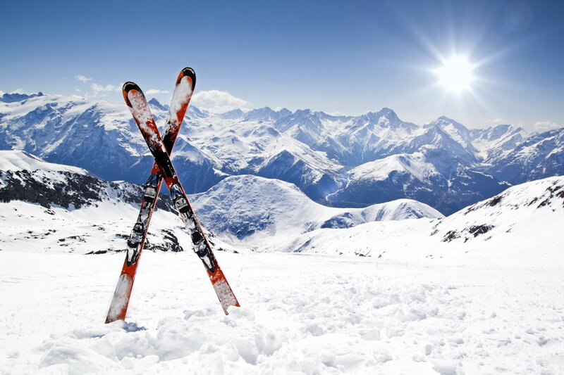 Skis in Snow — White