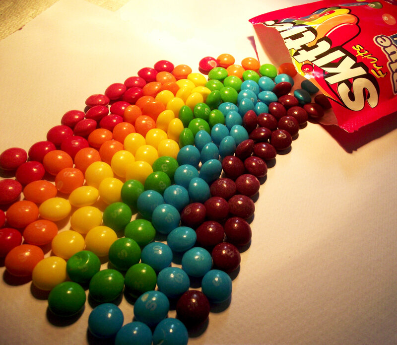 Skittles rainbow candy display