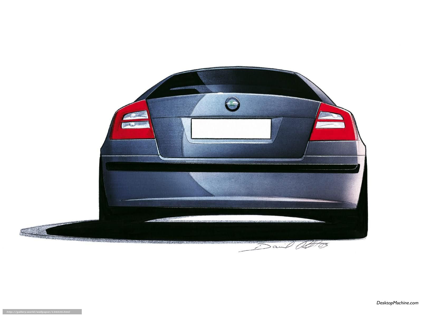 Skoda car rear design sketch
