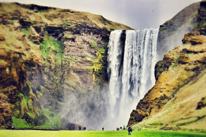 Skogar Waterfall — Green, Dramatic
