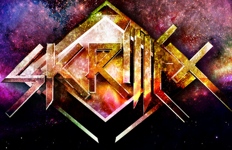 Skrellex logo on galaxy background