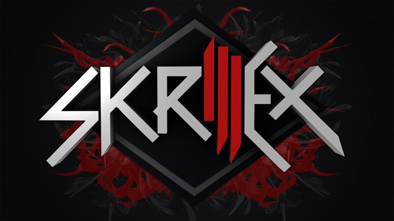 Skrillex Logo — Black, Aggressive, Digital Art, Red Spikes