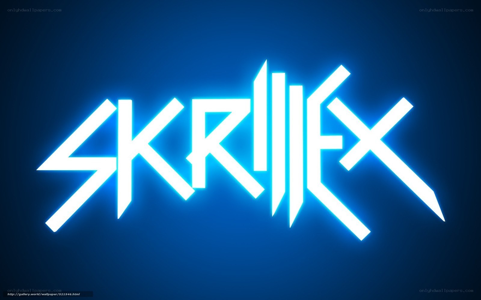 Skrillex logo on blue background