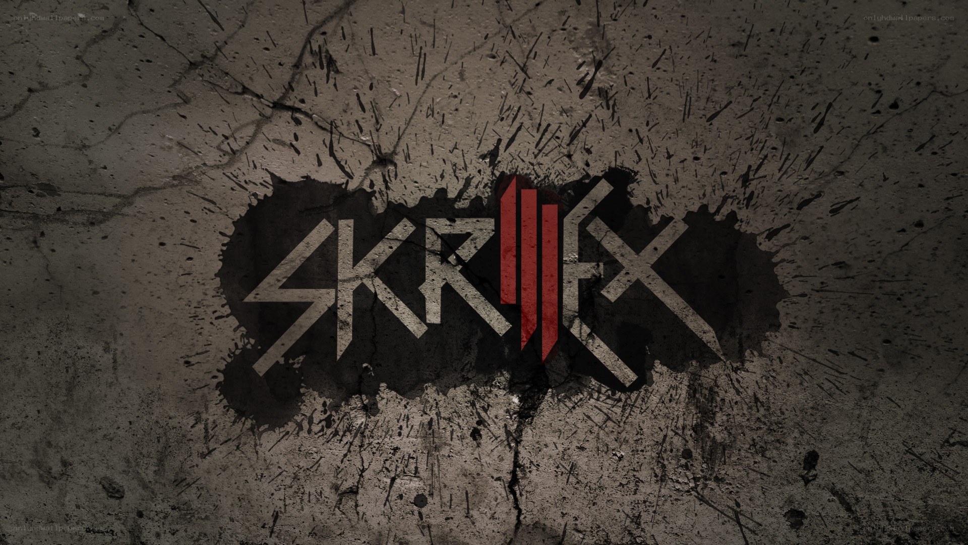 Skrillex logo on concrete