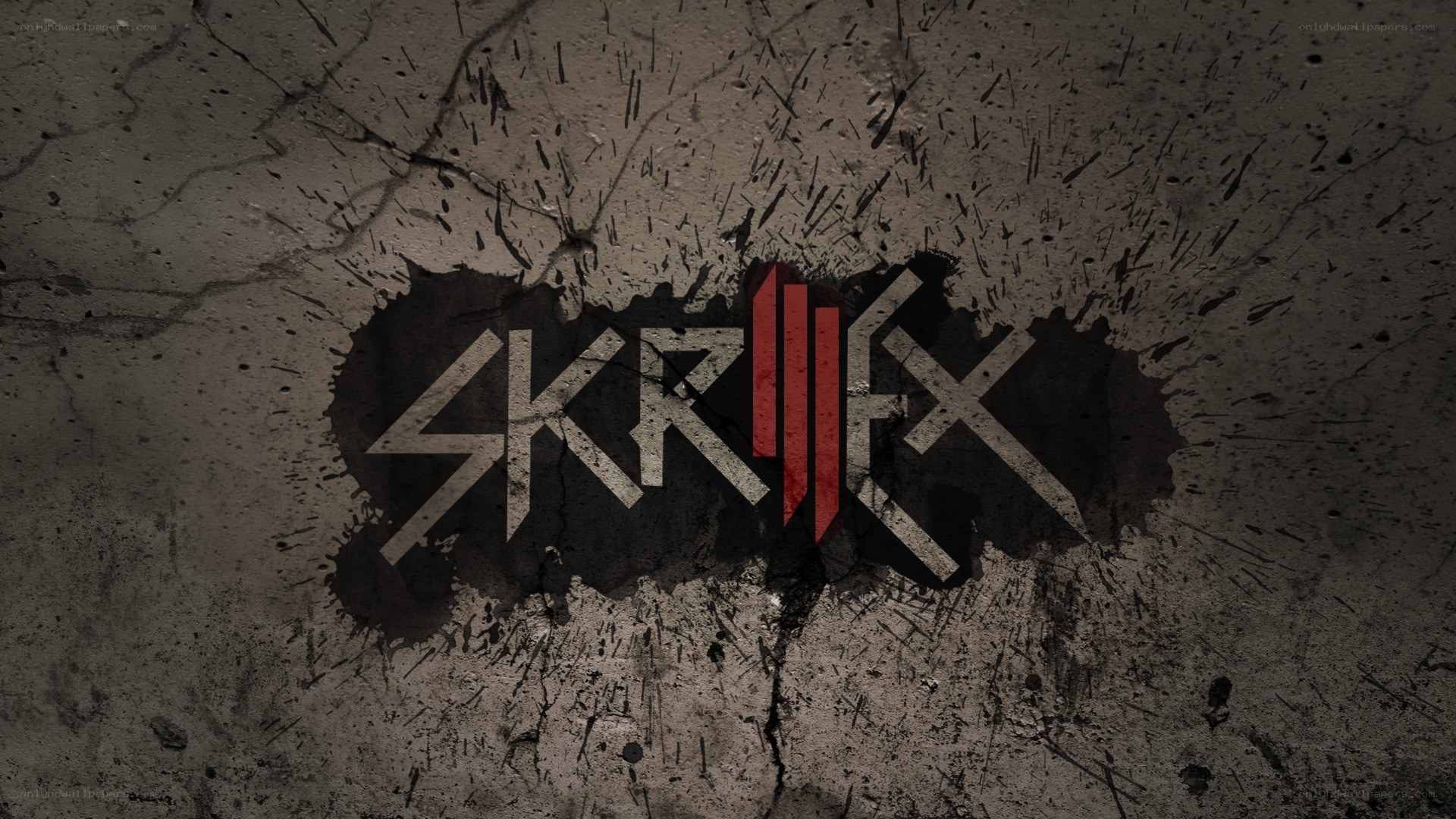 Skrillex logo on concrete
